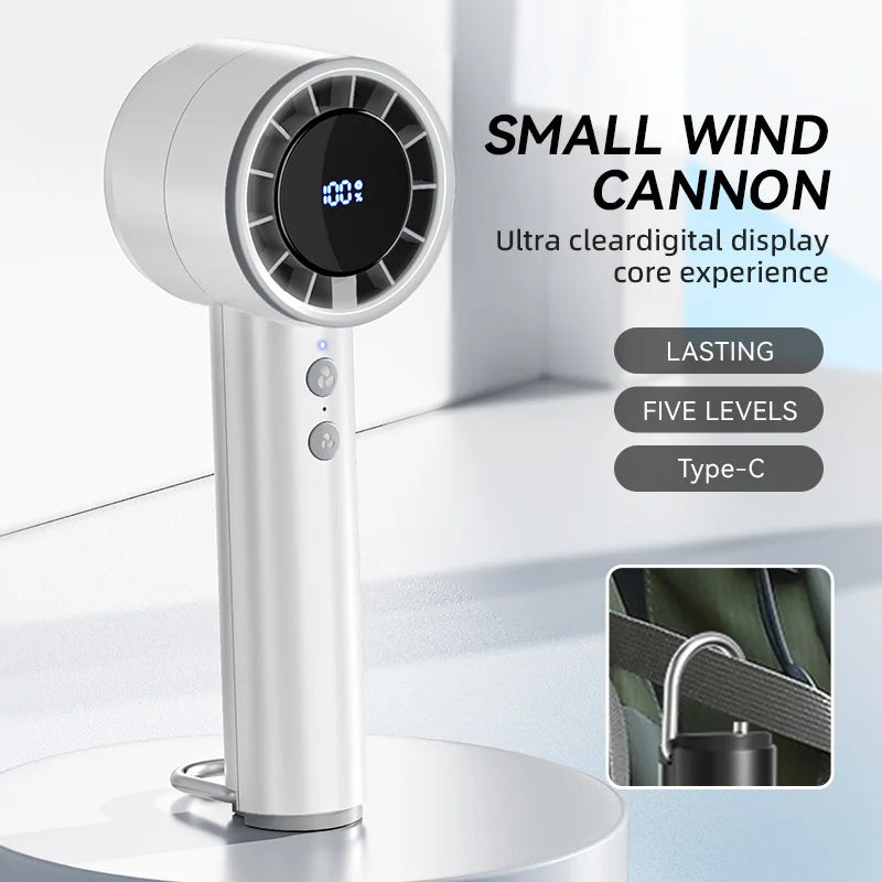 2025 Handheld Small Fan Refrigeration Air Conditioner Portable Silent High-Speed Led Display High Wind Power USB Charging Fan
