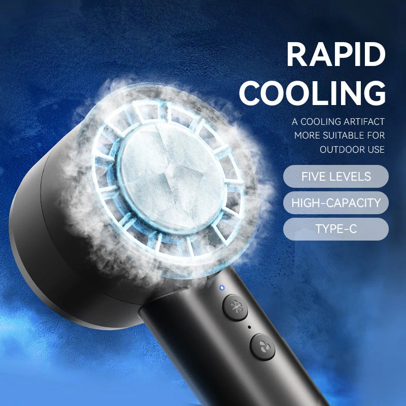 2025 Handheld Small Fan Refrigeration Air Conditioner Portable Silent High-Speed Led Display High Wind Power USB Charging Fan