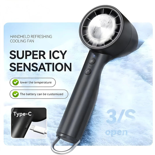 2025 Handheld Small Fan Refrigeration Air Conditioner Portable Silent High-Speed Led Display High Wind Power USB Charging Fan